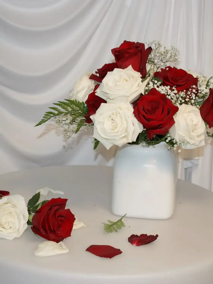 Noir — burgundy roses in a charcoal box